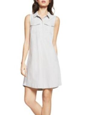 BCBGeneration Light Gray Sleeveless Collar Midi Dress Sz XS PreppyCoastal Summer